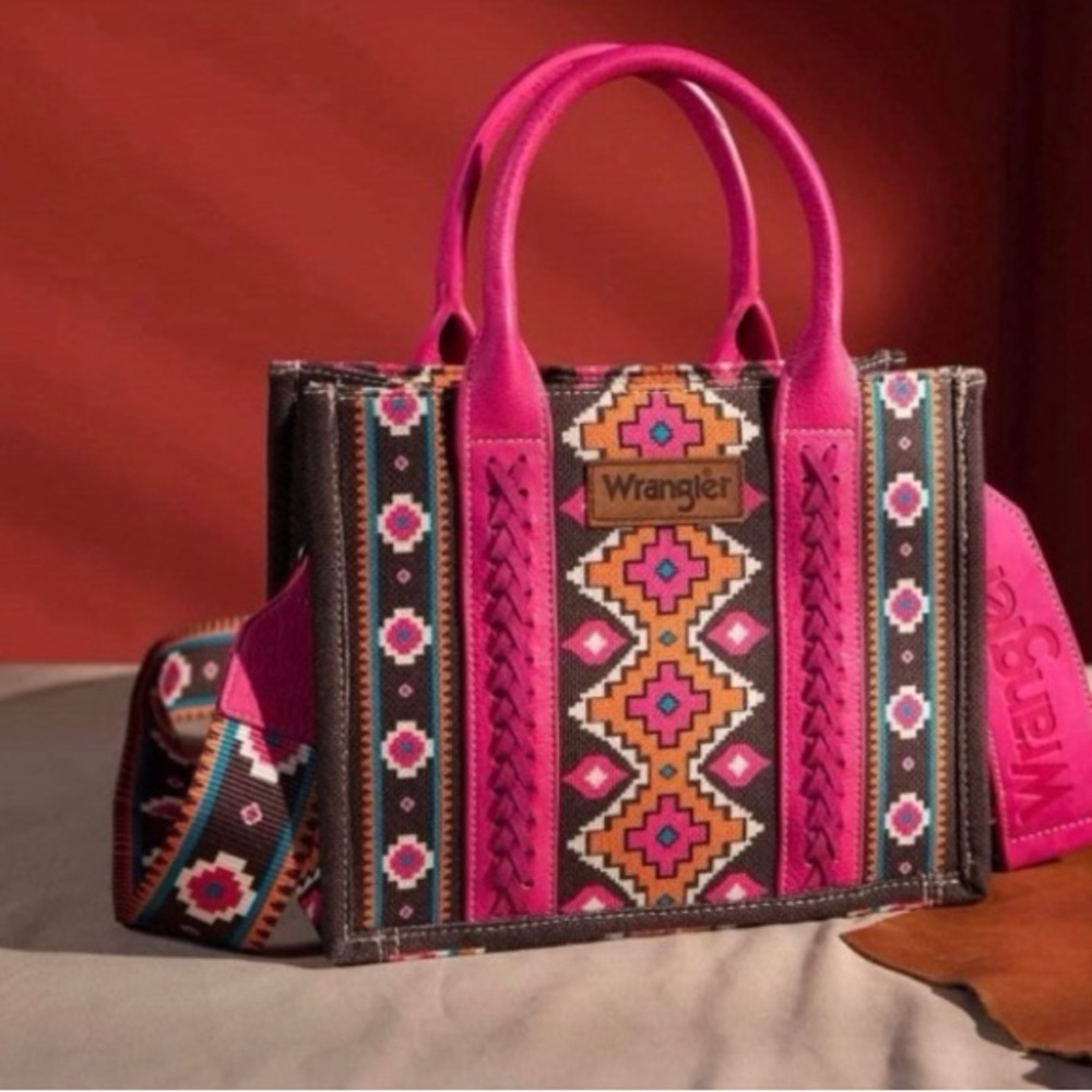SOUTHWESTERN PRINT CROSS BODY CANVAS MINI TOTE